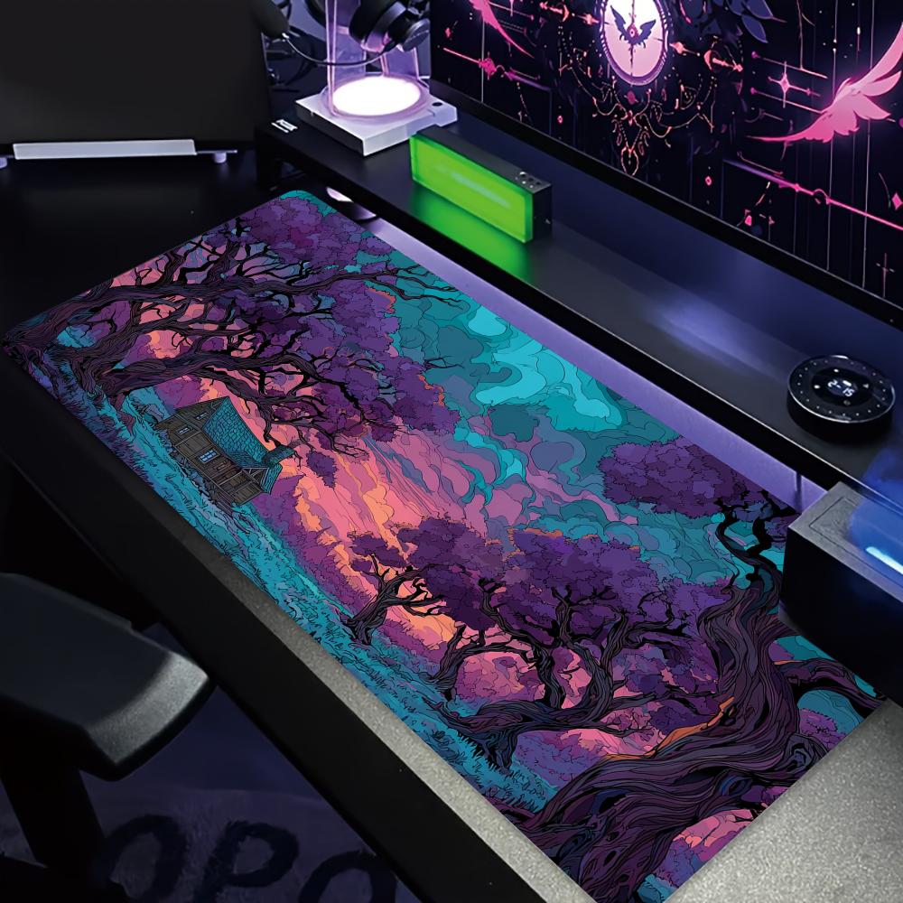 Office Desk Tech Accessories - Grand tapis de souris forêt violette